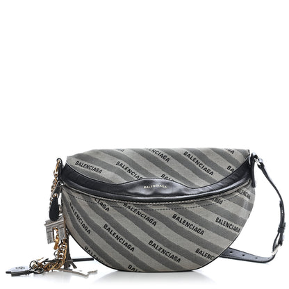 Balenciaga Canvas Jacquard Diagonal Allover Logo XS Souvenir Belt Bag Gris 1 of 9