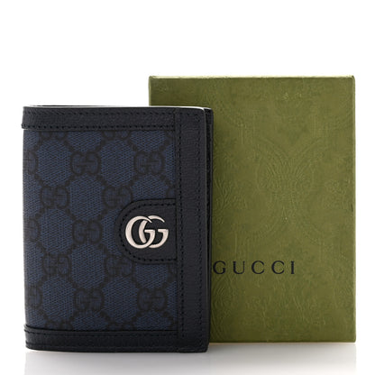 Gucci GG Supreme Monogram Calfskin Ophidia Bi-Fold Wallet Navy Blue 7 of 7