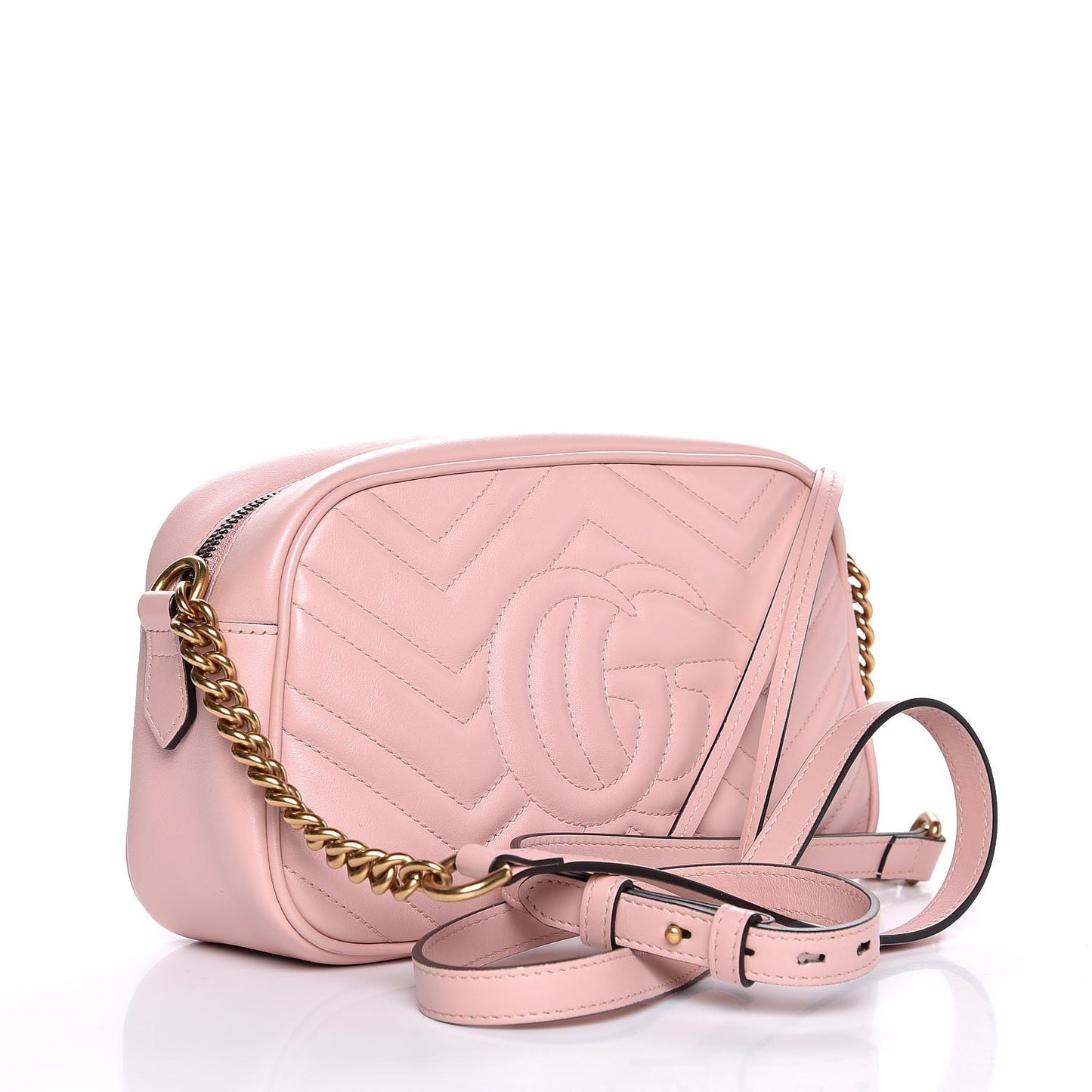 Calfskin Matelasse Small GG Marmont Chain Shoulder Bag Perfect Pink