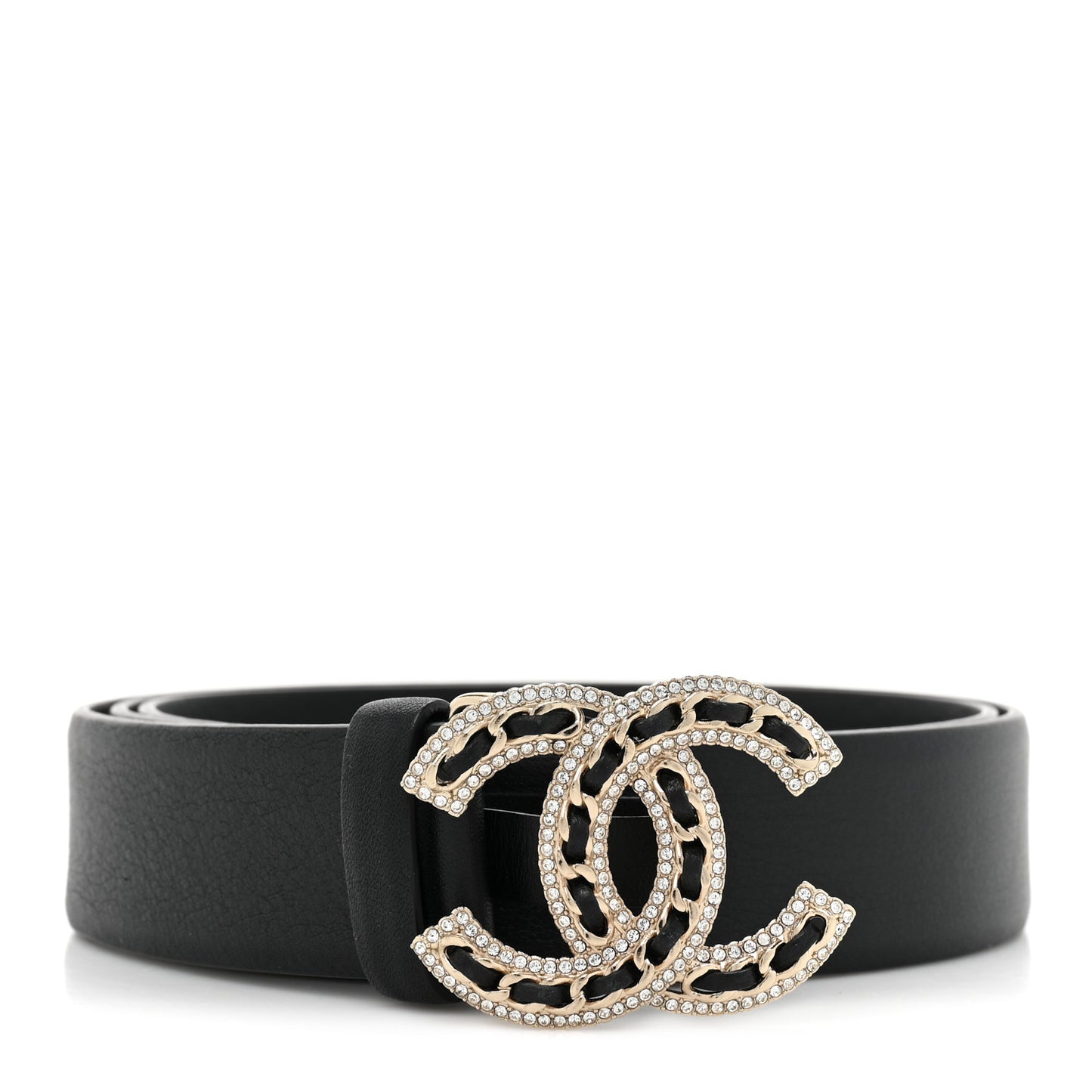 Lambskin Crystal CC Chain Belt 85 34 Black