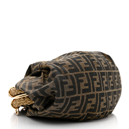 Fendi Fabric Jacquard FF Braided Shell Clutch Tobacco 4 of 11