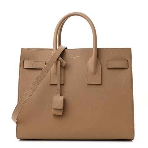 Grained Calfskin Small Sac De Jour Deep Beige