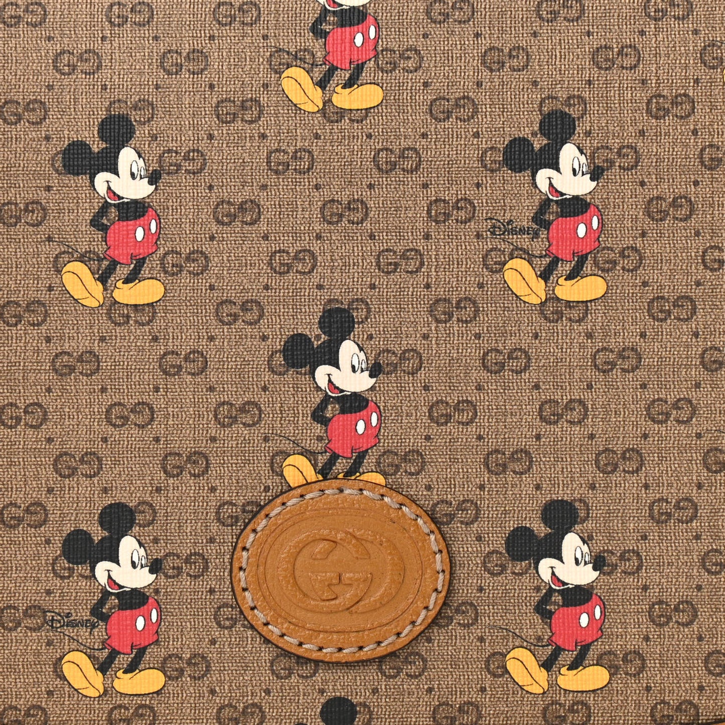X DISNEY Mini Vintage GG Supreme Monogram Mickey Mouse Small Flap Messenger Bag Beige Vintage Sun Oil