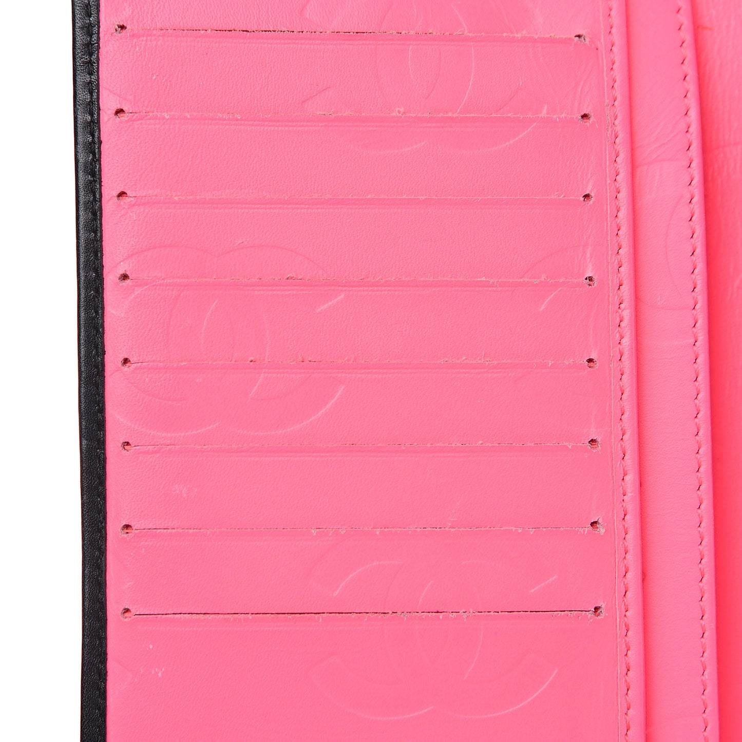 Calfskin Quilted Cambon Yen Wallet Black White