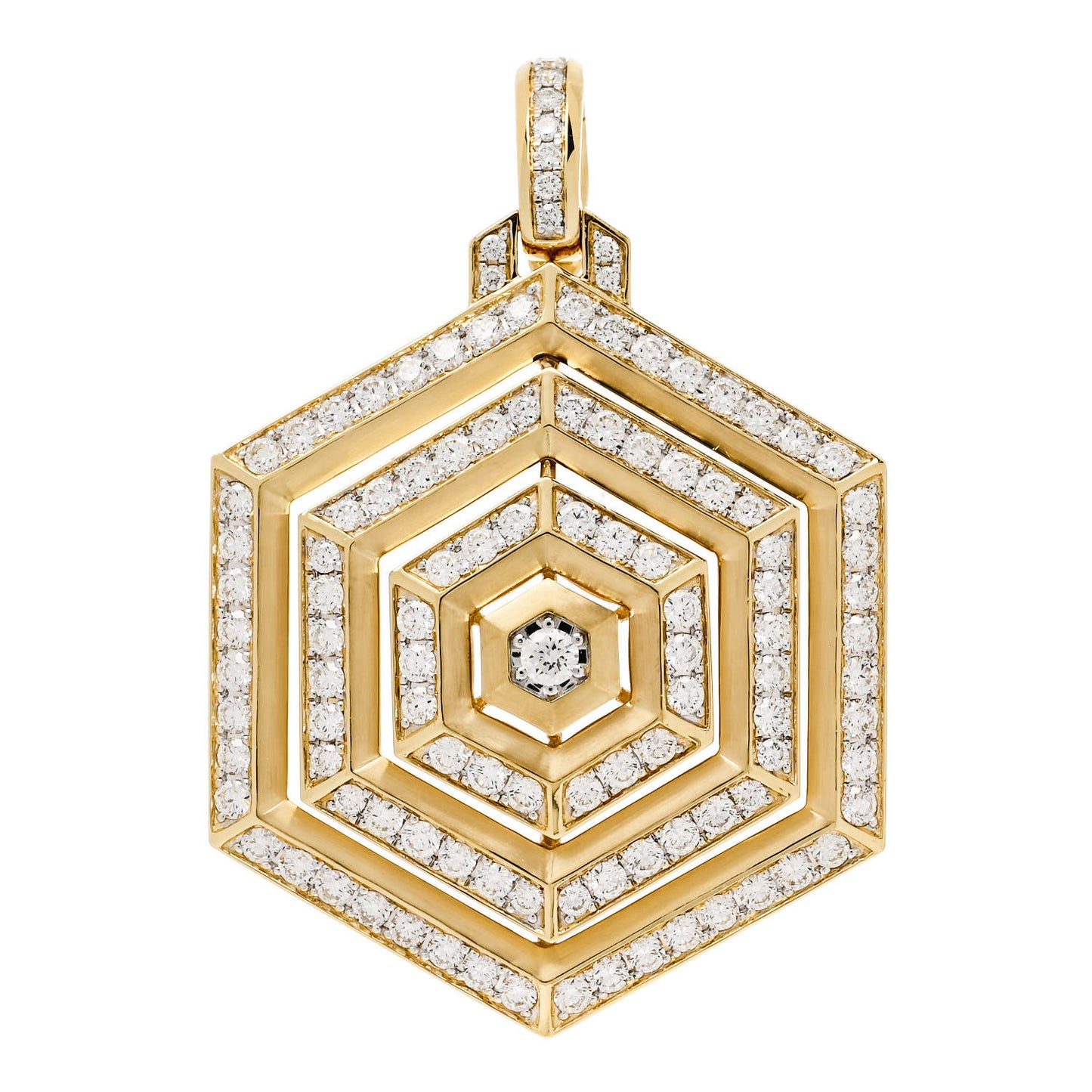 18K Yellow White Gold Diamond 37mm Large Carlyle Pendant
