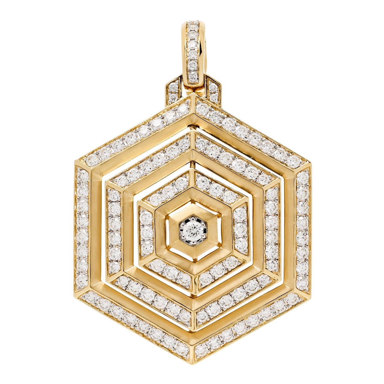 David Yurman 18K Yellow White Gold Diamond 37mm Large Carlyle Pendant 1 of 4