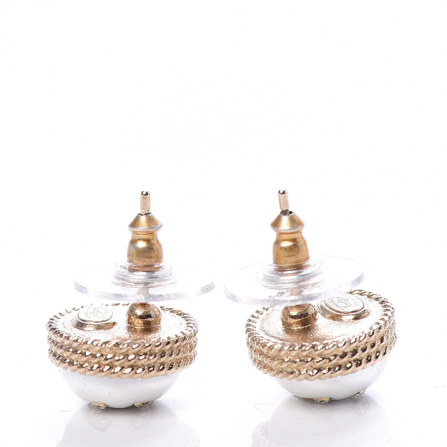 Chanel Pearl Crystal CC Round Earrings Gold 3 of 5