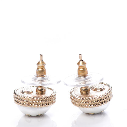 Chanel Pearl Crystal CC Round Earrings Gold 3 of 5