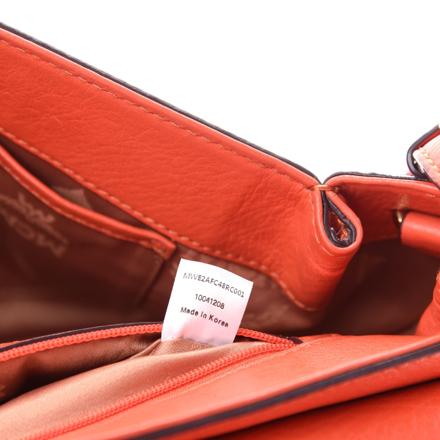MCM Grained Calfskin Top Handle Satchel Orange 15 of 16