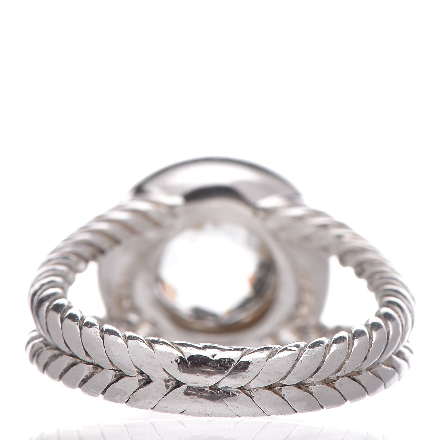 David Yurman Sterling Silver Diamond Prasiolite 8mm Petite Cerise Ring 51 5.75 4 of 5