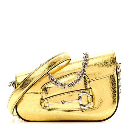 Gucci Metallic Demetra Mini Horsebit 1955 Asymmetric Shoulder Bag Gold 1 of 10