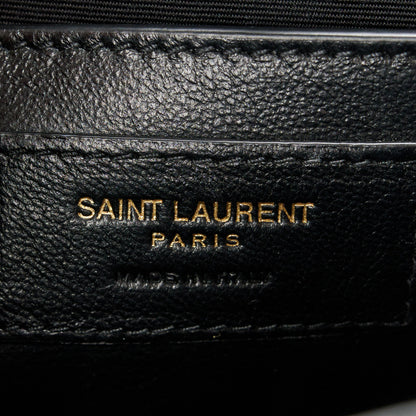 Saint Laurent Lambskin Mixed Matelasse Triquilt Small Monogram Satchel Black 6 of 11