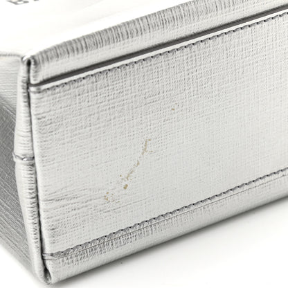 Balenciaga Metallic Squared Calfskin Logo North South Shopper Tote XXS Silver 10 of 10