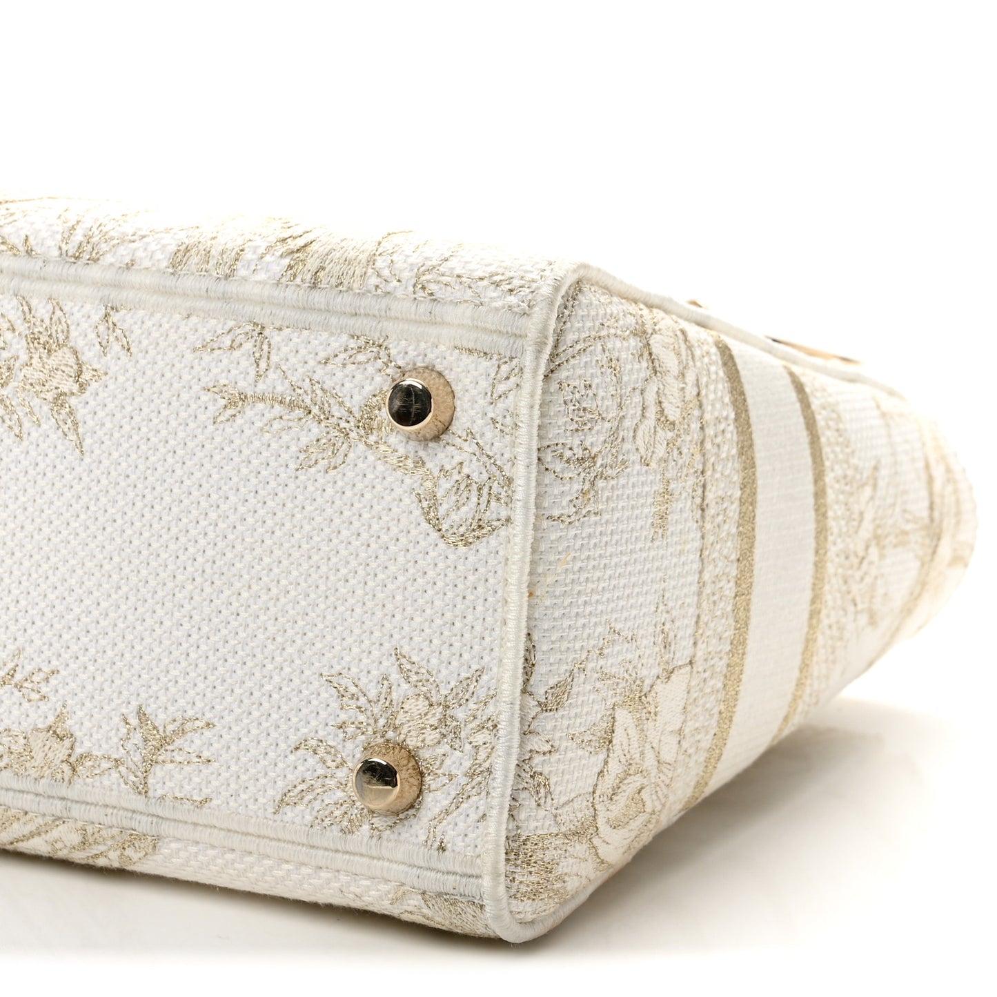 Canvas Embroidered Jardin D'Hiver Medium Lady D-Lite White Gold