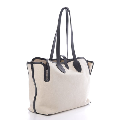 Burberry Cotton Soft Canvas Calfskin Medium Belt Tote Natural Black 4 of 11