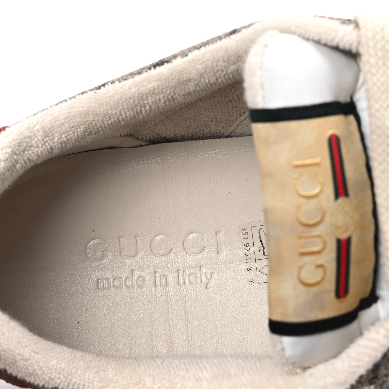 Gucci GG Supreme Monogram Harness Calfskin Web Mens Screener Sneakers 7 Beige Ebony Rosso Harness Brown 8 of 10