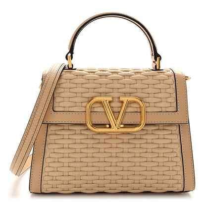 Valentino Garavani Woven Straw Small VSling Top Handle Satchel Naturale 1 of 9