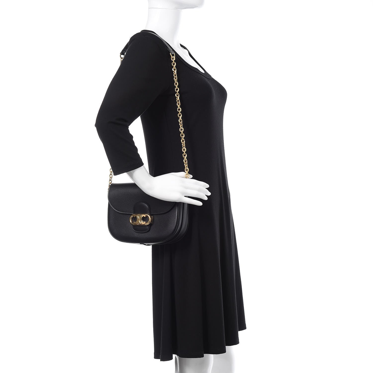 Celine Shiny Calfskin Medium Chain Maillon Triomphe Black 2 of 8