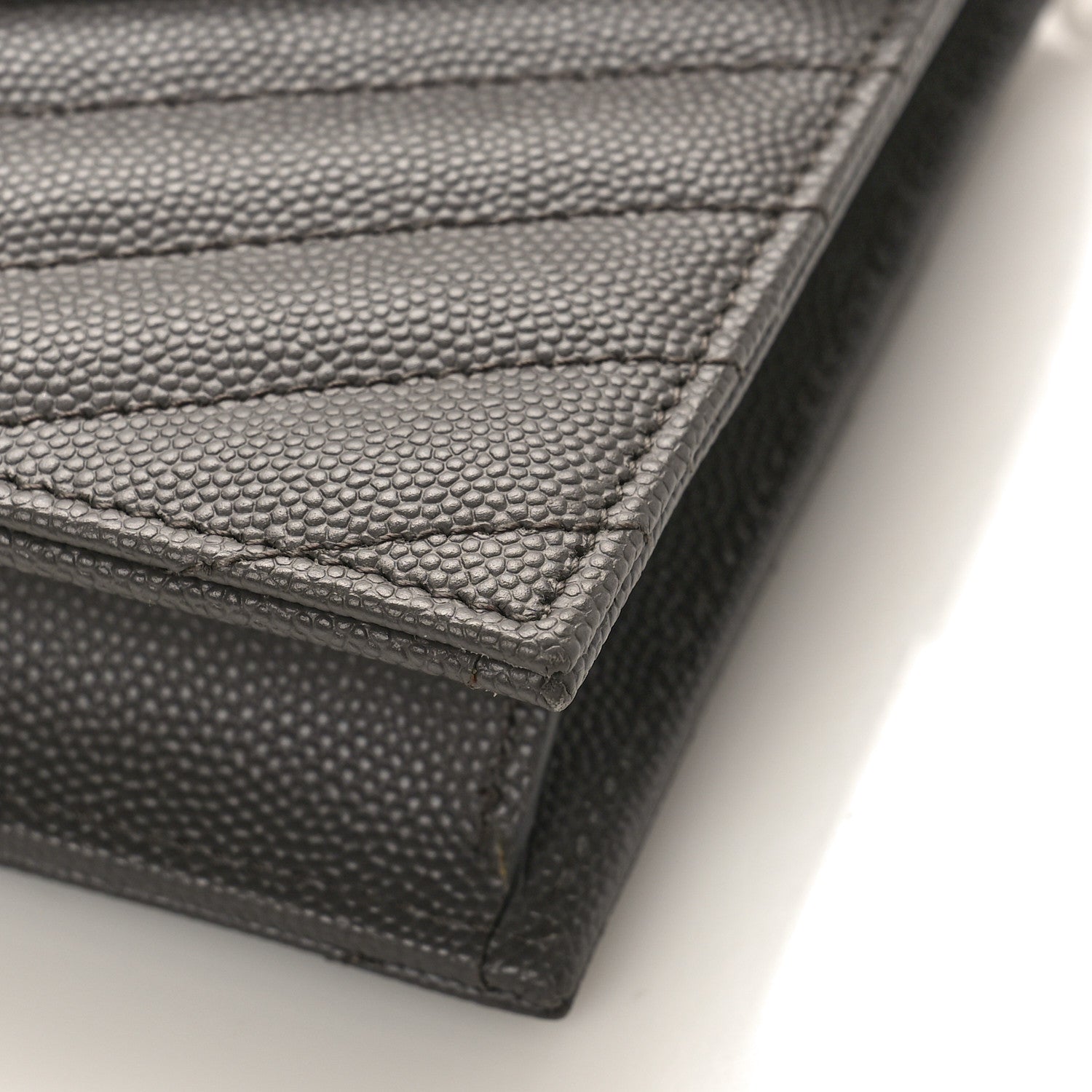 Saint Laurent Grain De Poudre Matelasse Chevron Monogram Envelope Chain Wallet Coal 8 of 8