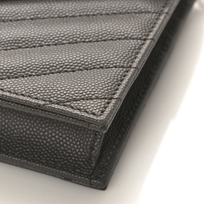 Saint Laurent Grain De Poudre Matelasse Chevron Monogram Envelope Chain Wallet Coal 8 of 8