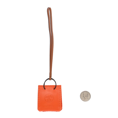 Hermes Milo Lambskin Swift Shopping Bag Charm Feu Gold 2 of 3