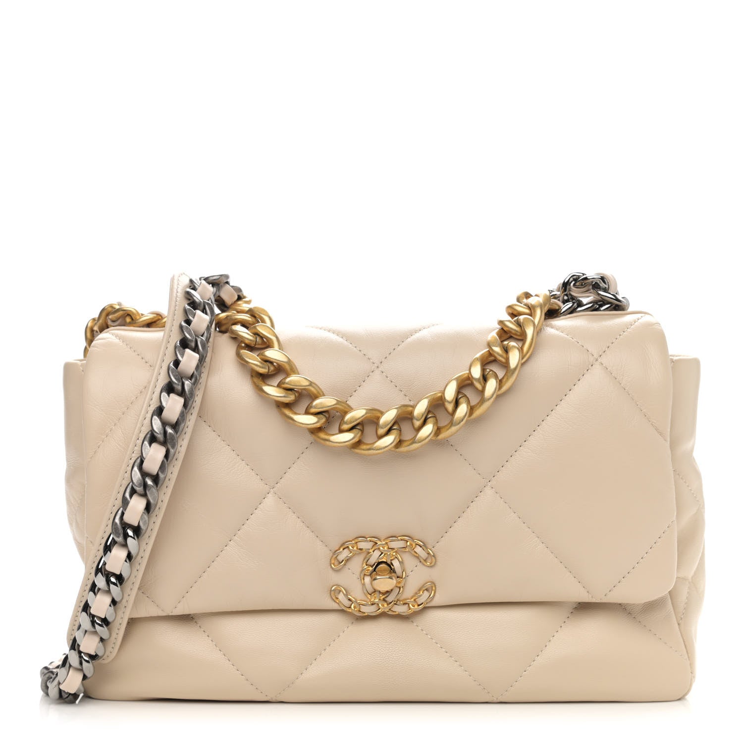 Chanel Goatskin Quilted Large Chanel 19 Flap Beige 1 of 11