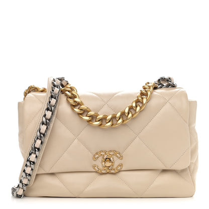 Chanel Goatskin Quilted Large Chanel 19 Flap Beige 1 of 11