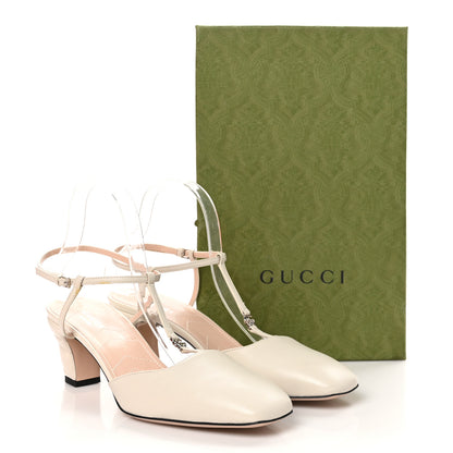 Gucci Nappa Charlotte Petite GG 55mm Slingback Pumps 40 New Mystic White 8 of 8