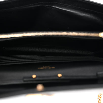 Saint Laurent Grain De Poudre Matelasse Chevron Monogram Chain Wallet Black 6 of 12