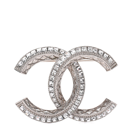 Chanel Baguette Crystal CC Brooch Silver 1 of 3