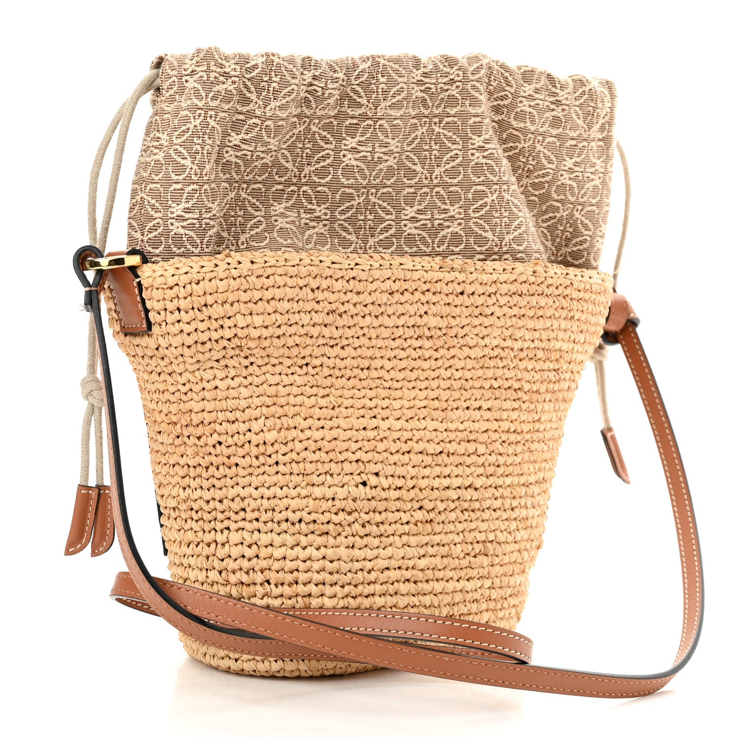 Loewe Calfskin Raffia Bucket Bag Natural Tan 3 of 9