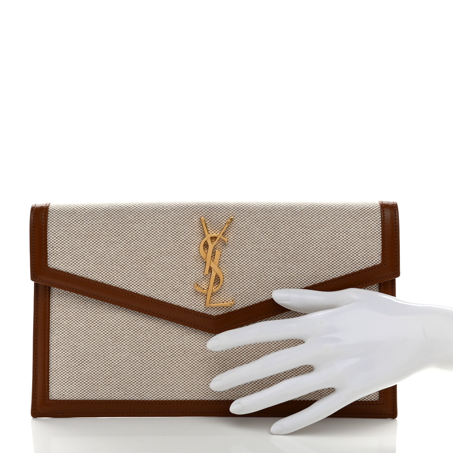 Saint Laurent Canvas Uptown Pouch Natural Beige Brick 2 of 7