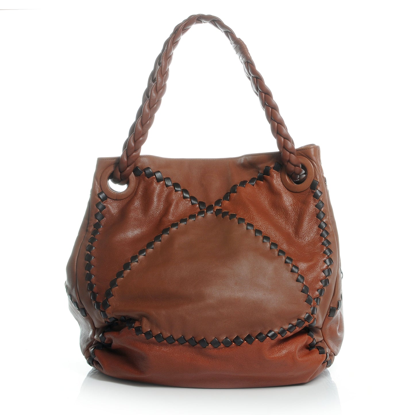 Nappa Leather Woven Shoulder Bag