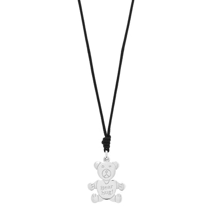 Pomellato Sterling Silver Orsetto Bear Hug Pendant Cord Necklace 1 of 4