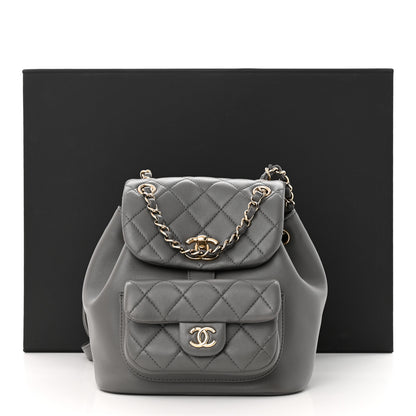 Chanel Lambskin Quilted Small Duma Drawstring Backpack Grey 11 of 11