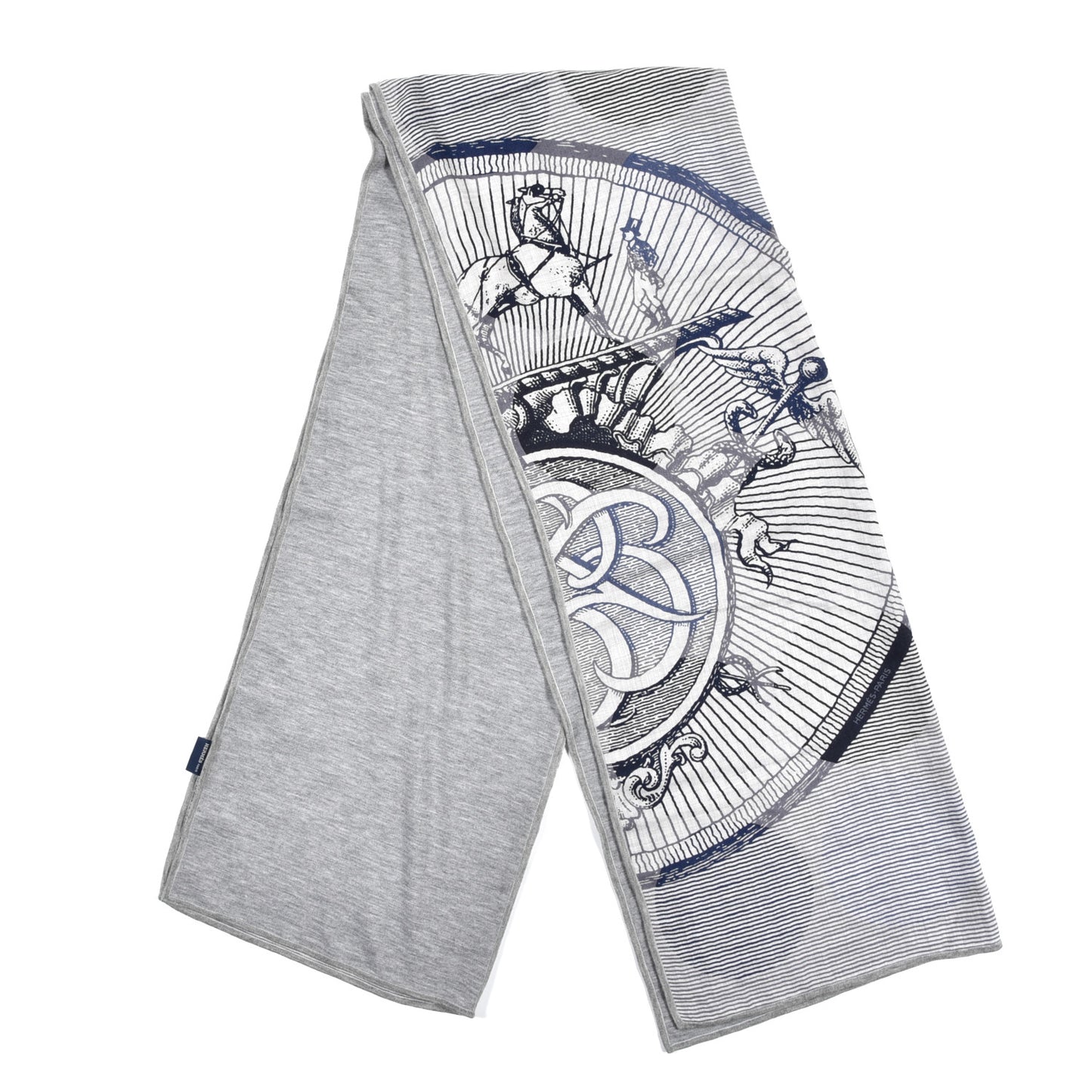 Cashmere Silk Double Jeu Suite Et Poursuite Scarf Gris Chine Marine Gris