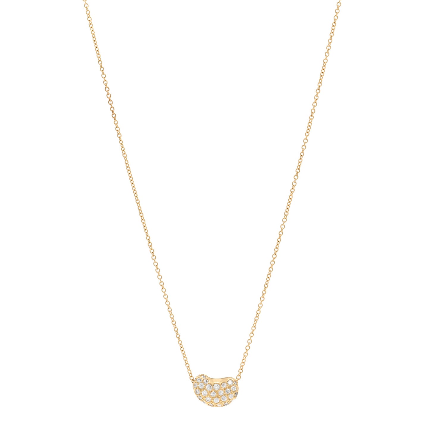 18K Yellow Gold Diamond Elsa Peretti Bean Pendant Necklace