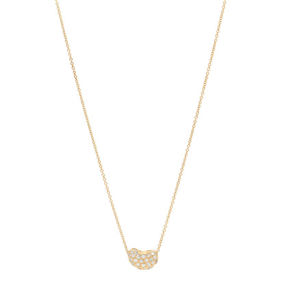 Tiffany 18K Yellow Gold Diamond Elsa Peretti Bean Pendant Necklace 1 of 5