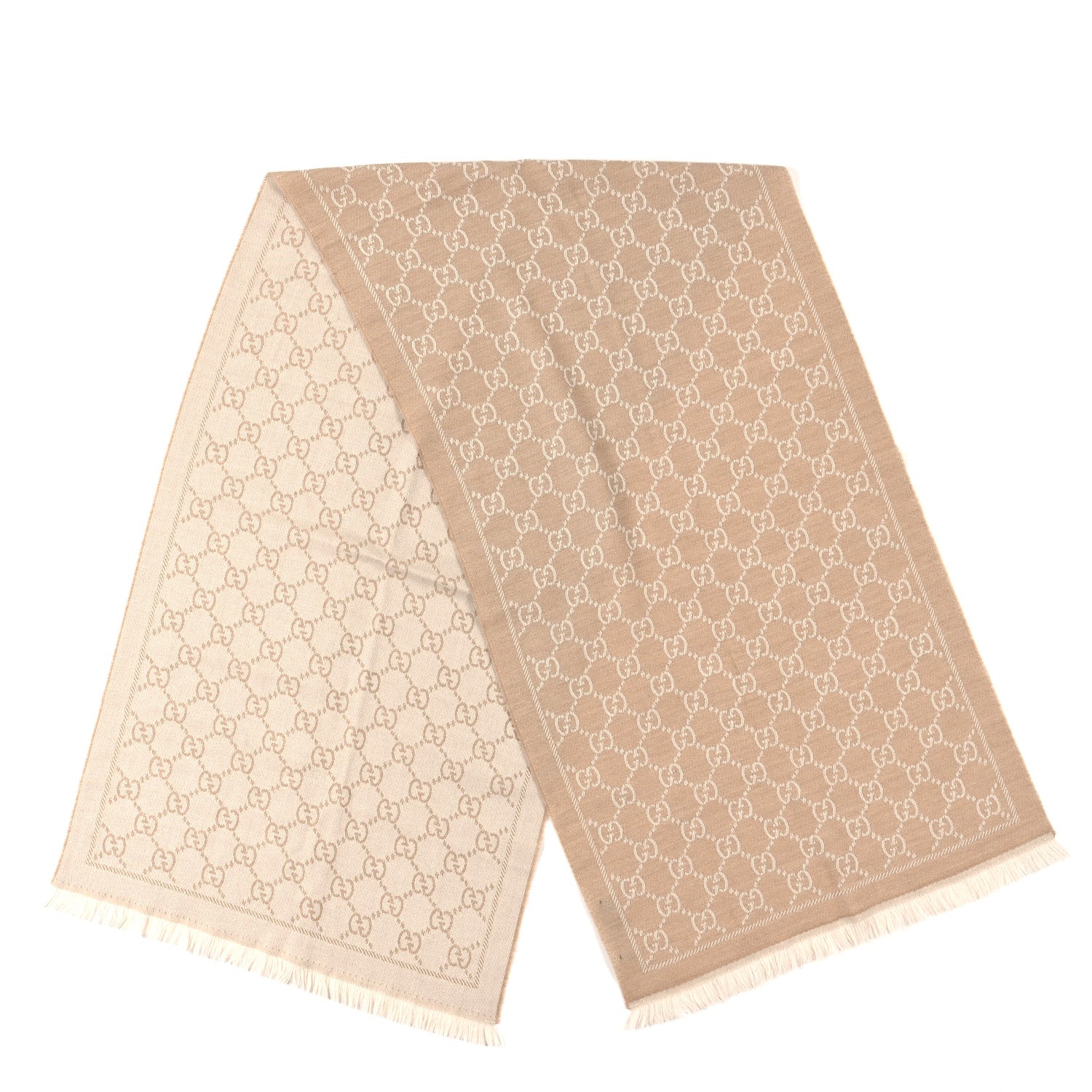 Gucci Wool GG Monogram GGNat Scarf Sand 2 of 4