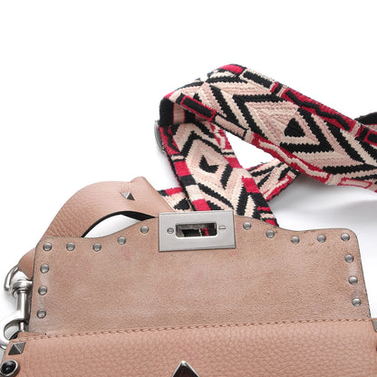 Valentino Garavani Grained Calfskin Onyx Small Guitar Strap Rockstud Rolling Shoulder Flap Bag Soft Noisette 5 of 10