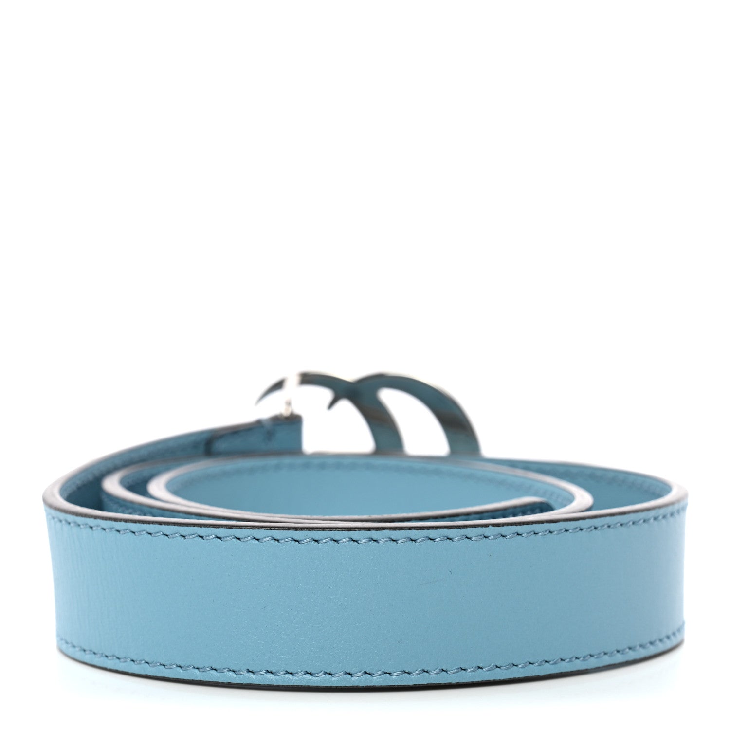 Gucci Calfskin Kids Double G Belt L Blue 2 of 5