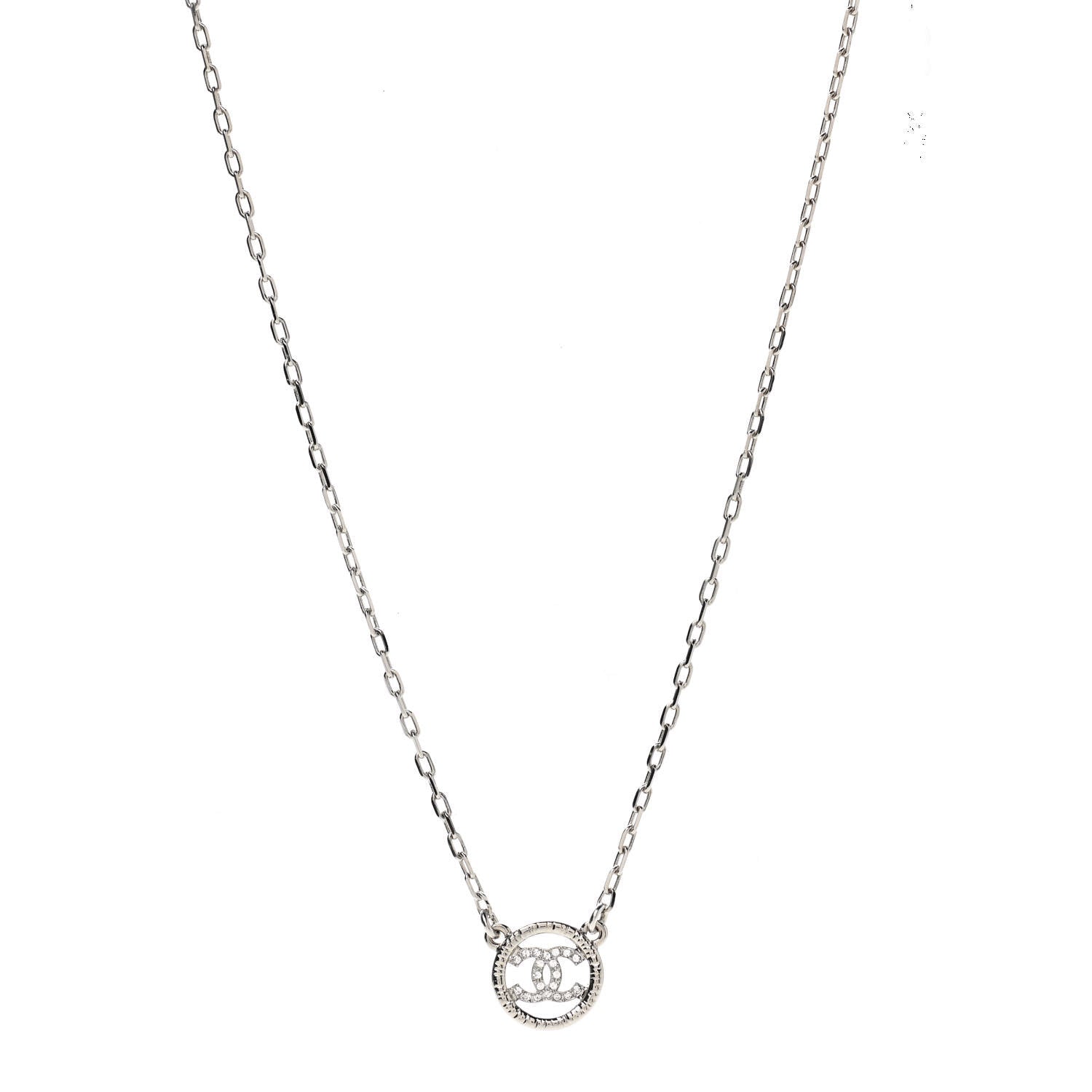 Chanel Crystal CC Chain Short Necklace Silver 2 of 6