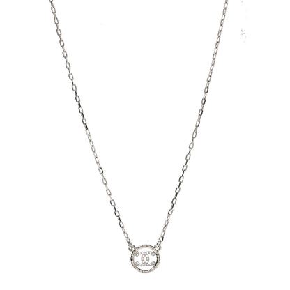 Chanel Crystal CC Chain Short Necklace Silver 2 of 6