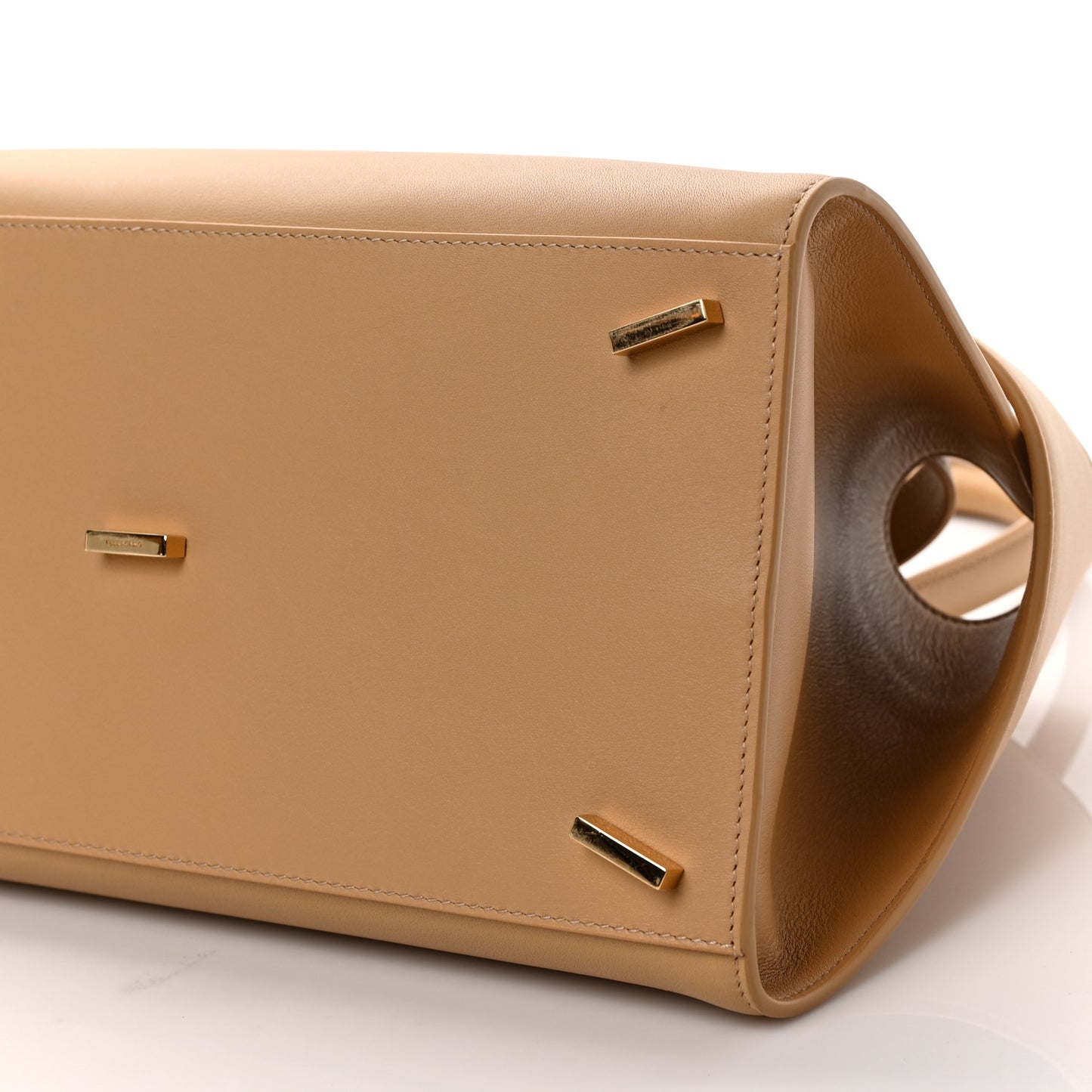 Natural Grain Calfskin Small Hug Bag Light Caramel