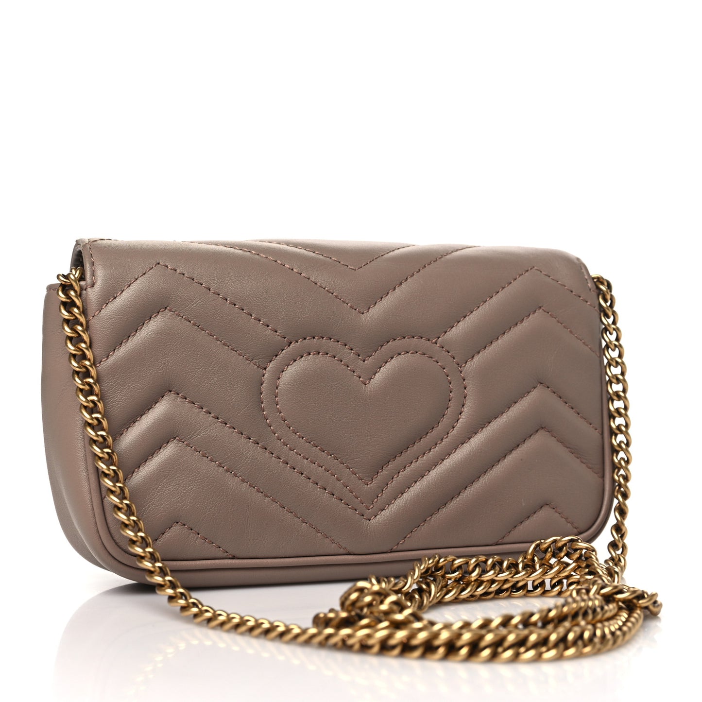 Calfskin Matelasse Super Mini GG Marmont Shoulder Bag Porcelain Rose