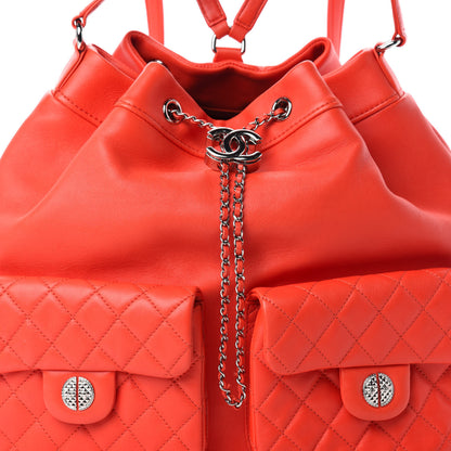Chanel Lambskin Quilted Backpack Pocket Red 11 of 11