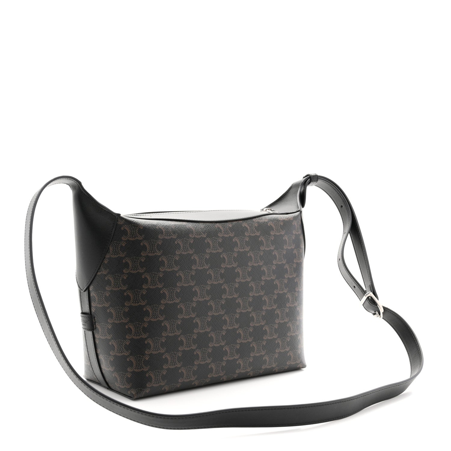 Celine Triomphe Canvas Calfskin Harry Crossbody Bag Black 3 of 11