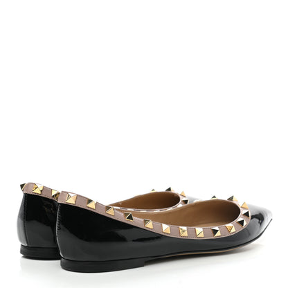 Valentino Garavani Patent Nappa Rockstud Ballerina Flats 36.5 Black Poudre 4 of 9