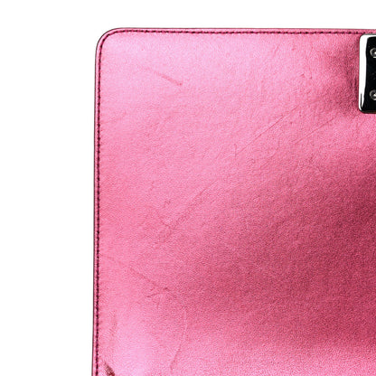 Chanel Metallic Patent Quilted New Medium Boy Flap Fuchsia 16 of 19