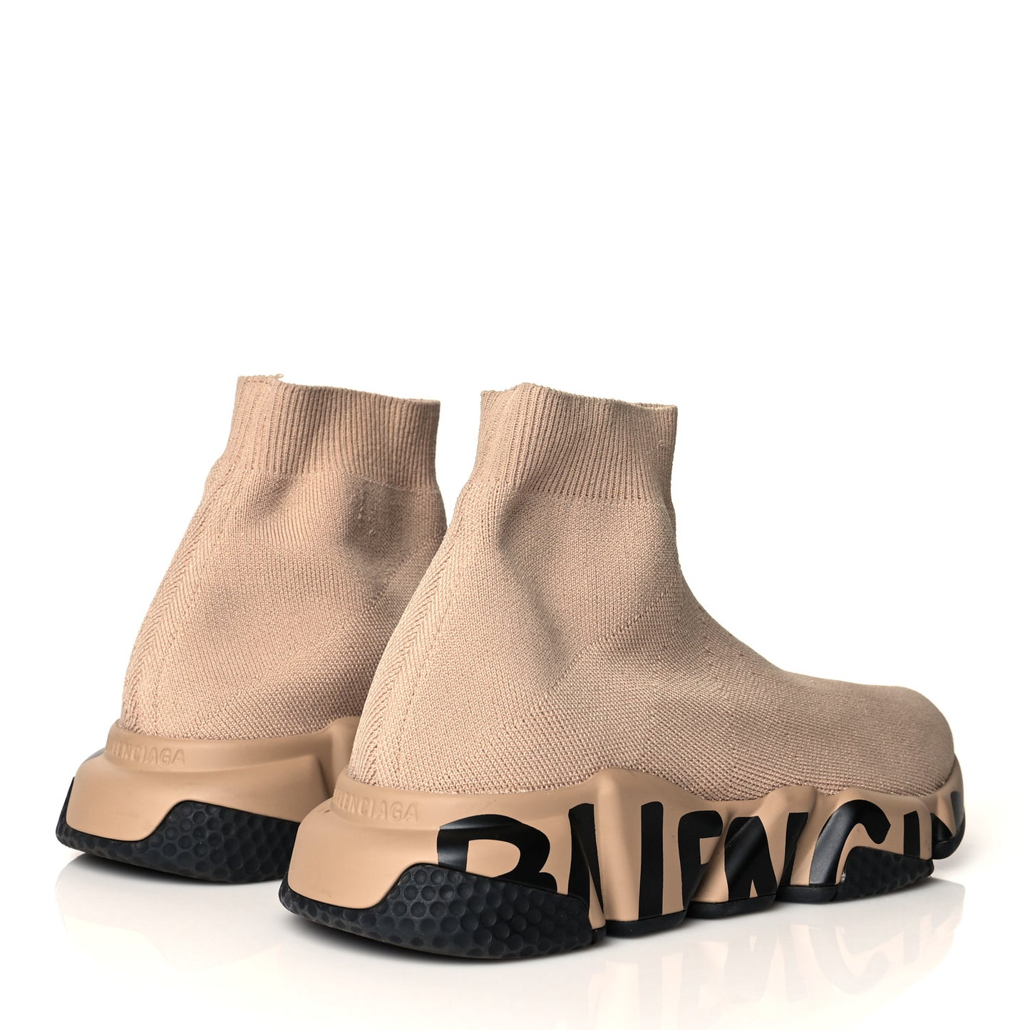 Neoprene Knit Womens Speed Graffiti Sneakers 38 Beige Black